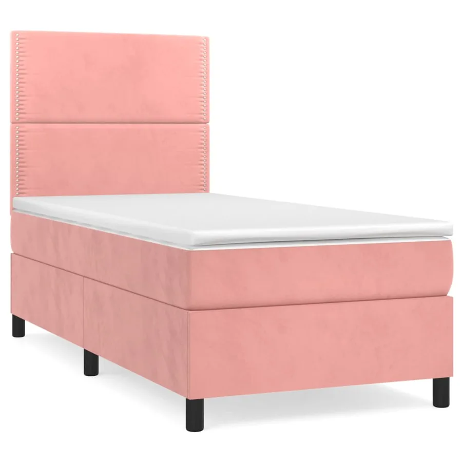 Sommier à lattes de lit avec matelas Rose 90x190 cm Velours - 2
