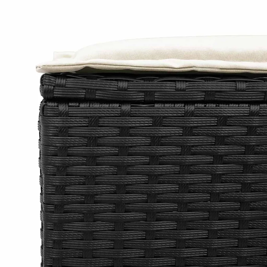 Ensemble de canapé de jardin 6 pcs avec coussins noir résine tressée - 11