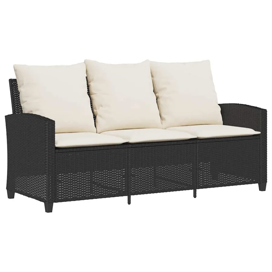 Ensemble de canapé de jardin 6 pcs avec coussins noir résine tressée - 5