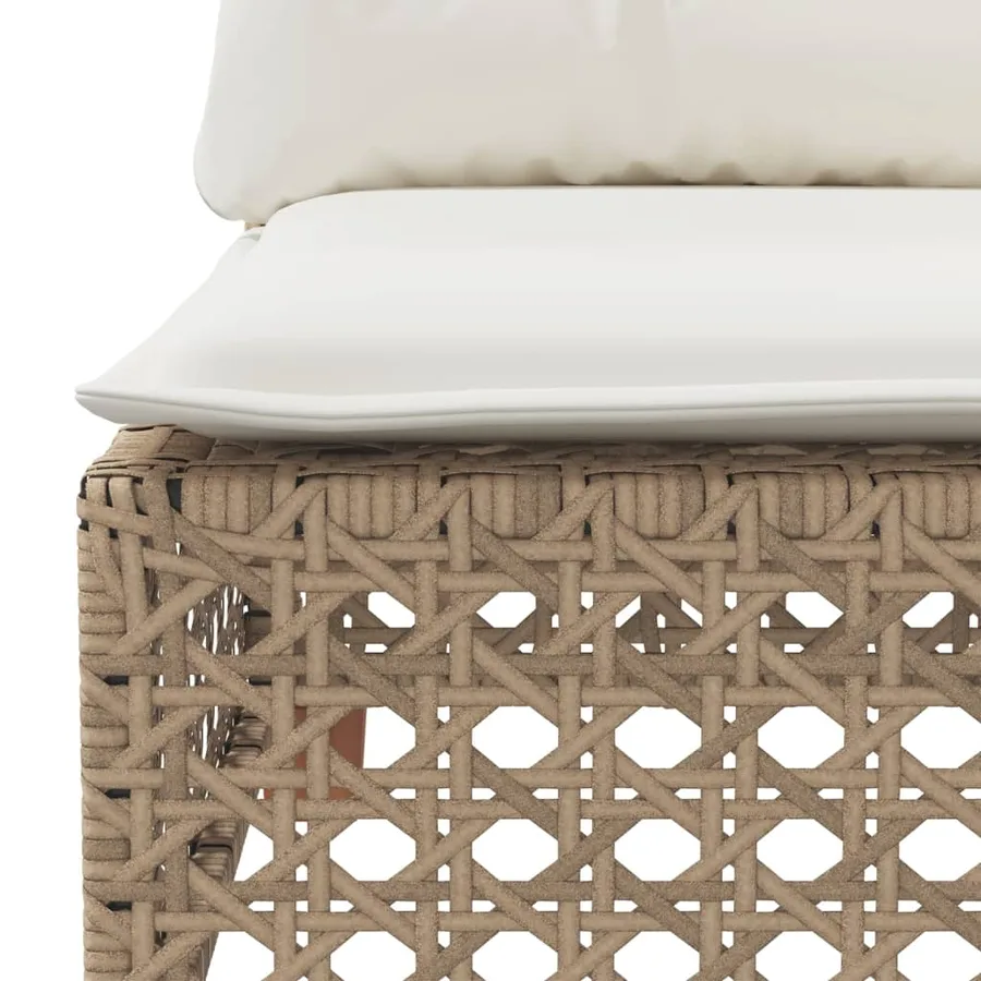 Canapé de jardin avec coussins 3 places beige résine tressée - 7