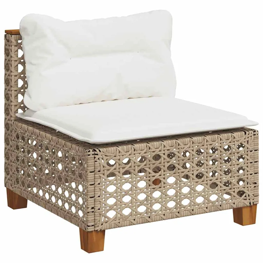Salon de jardin avec coussins 6 pcs beige résine tressée - 4