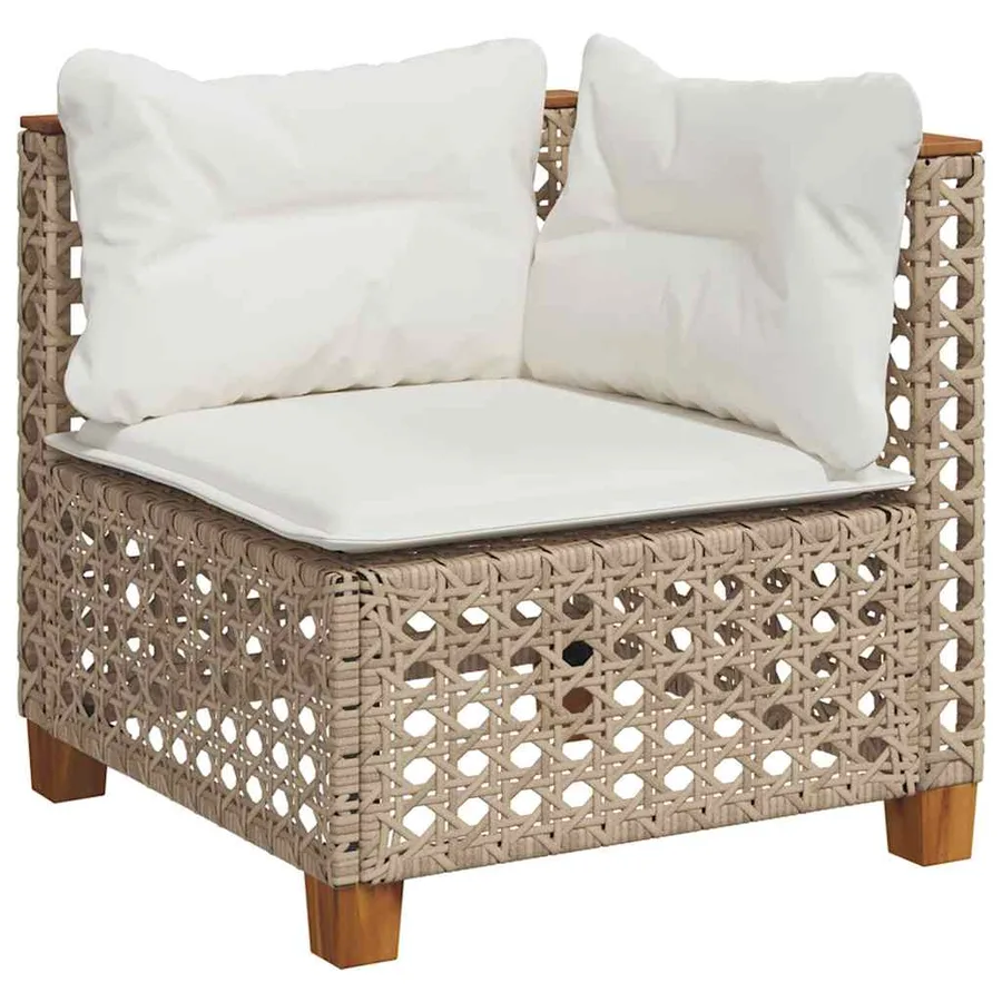 Salon de jardin avec coussins 7 pcs beige résine tressée - 3