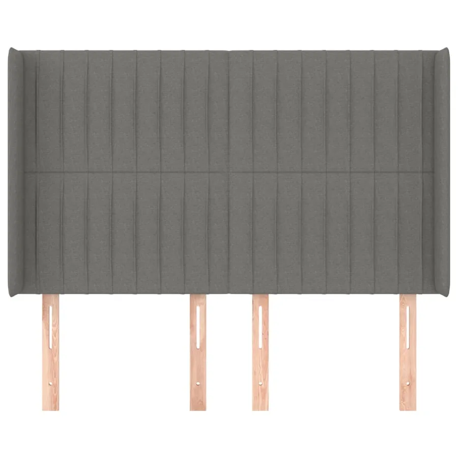 Tête de lit avec oreilles Gris foncé 147x16x118/128 cm Tissu - 3
