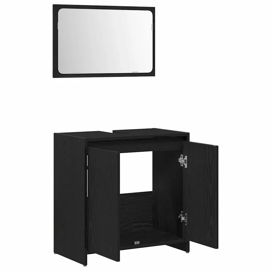 Cabinet de salle de bain avec porte Chêne noir 60 x 33 x 60 cm - 5