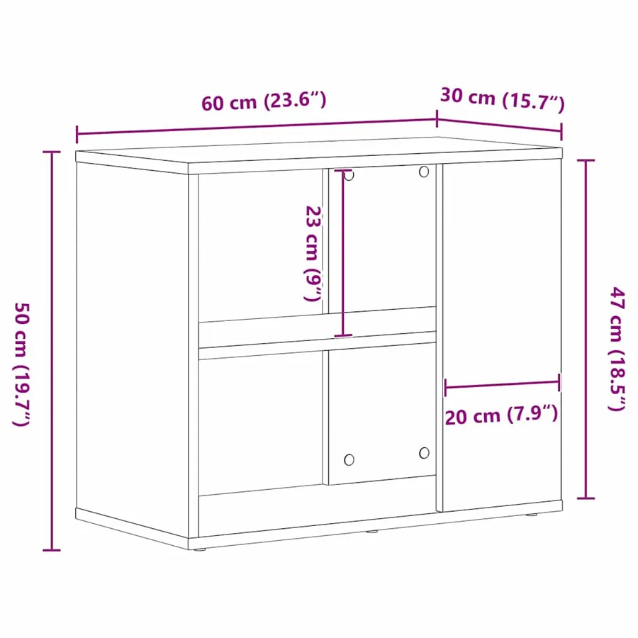 Buffet avec tiroir Chêne noir 60 x 30 x 50 cm Bois d'ingénierie - 10