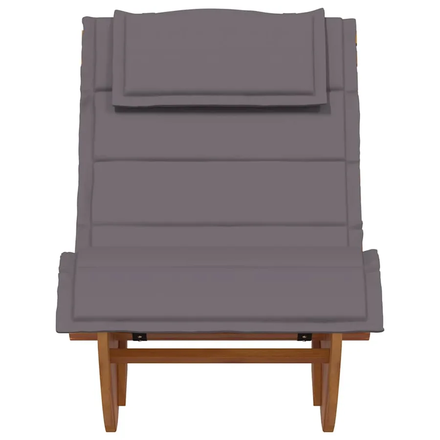 Chaise longue à bascule avec coussin en bois d'acacia massif - 4