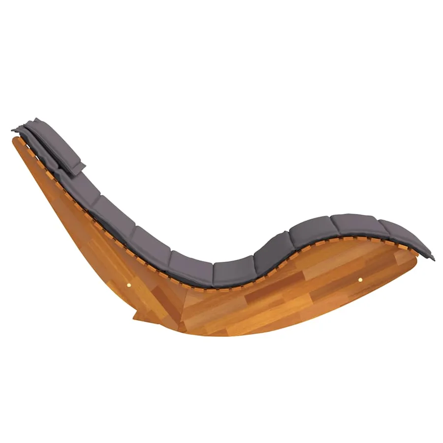 Chaise longue à bascule avec coussin en bois d'acacia massif - 6