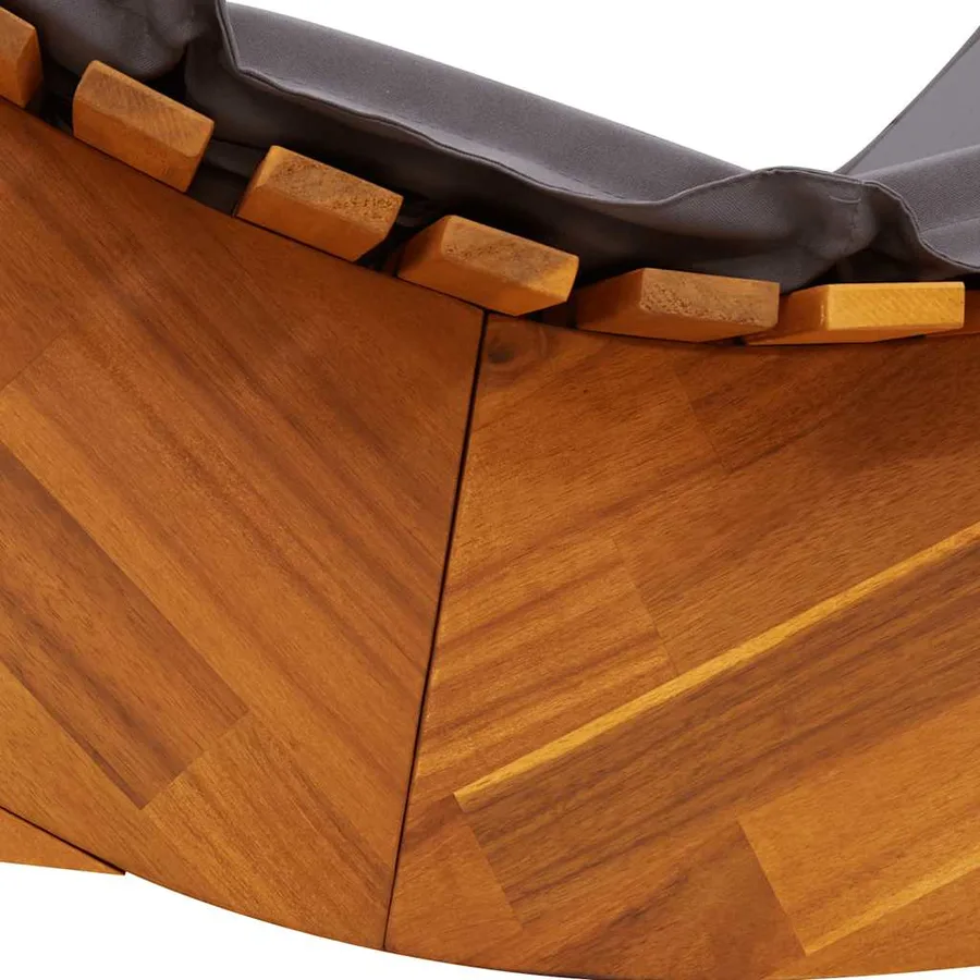 Chaise longue à bascule avec coussin en bois d'acacia massif - 7