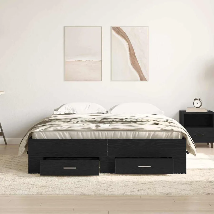 Cadre de lit Chêne noir 135 x 190 cm Bois d'ingénierie - 3