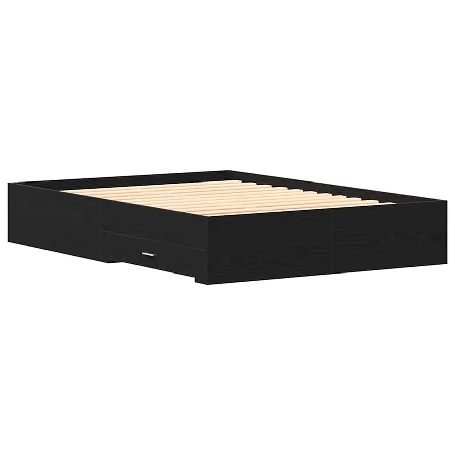 Cadre de lit Chêne noir 135 x 190 cm Bois d'ingénierie - 7