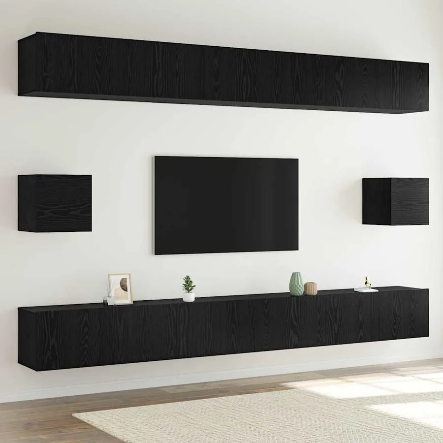 Ensemble meuble TV 8 pcs Chêne noir Bois d'ingénierie