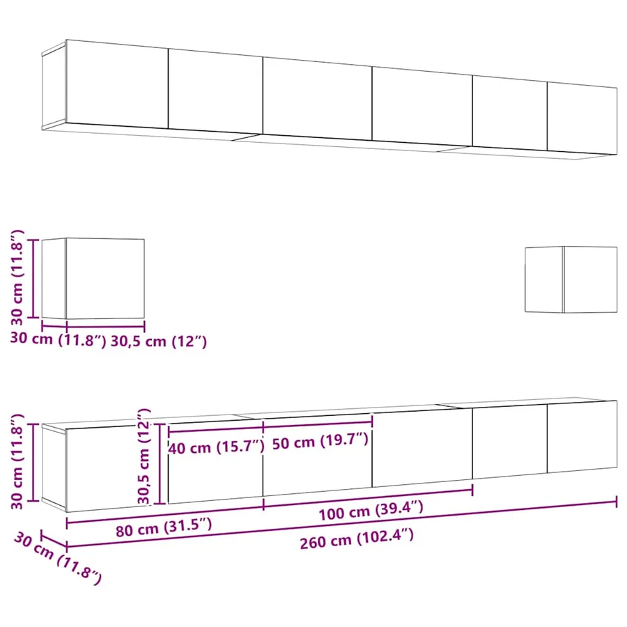 Ensemble meuble TV 8 pcs Chêne noir Bois d'ingénierie - 14