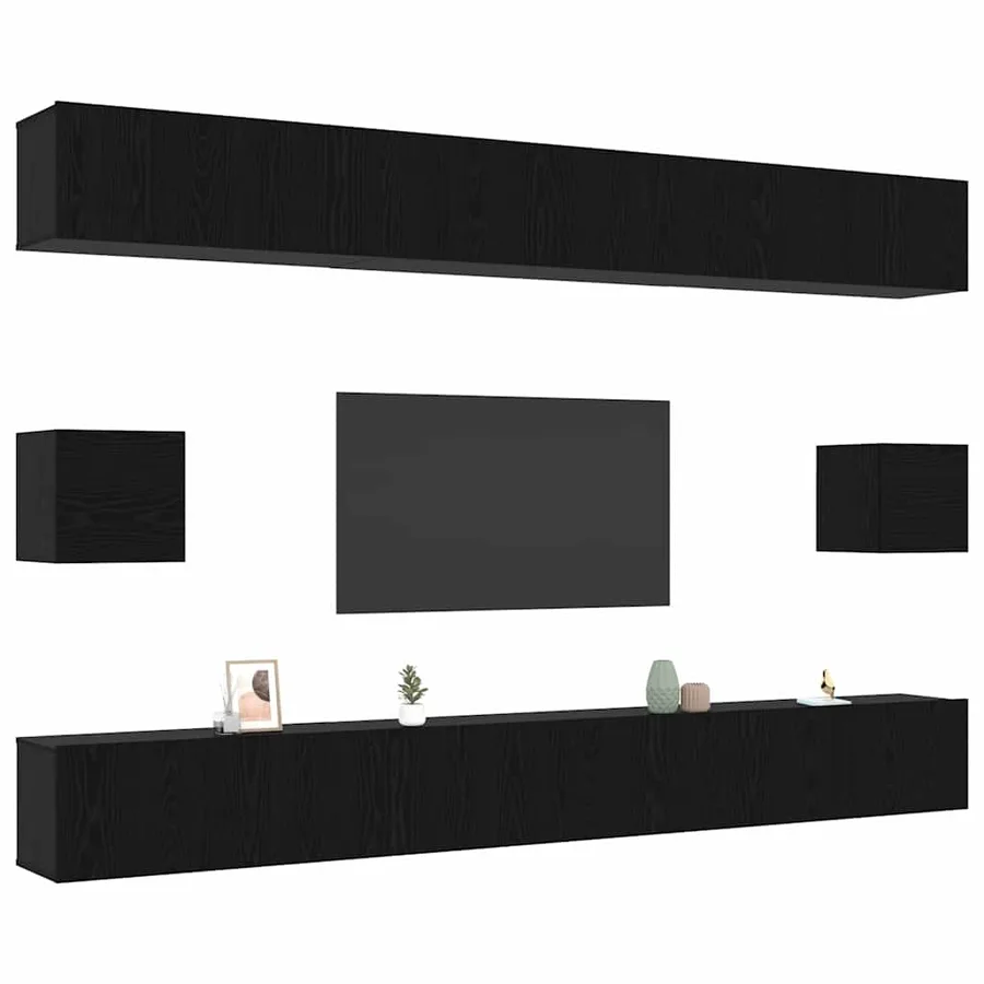 Ensemble meuble TV 8 pcs Chêne noir Bois d'ingénierie - 3