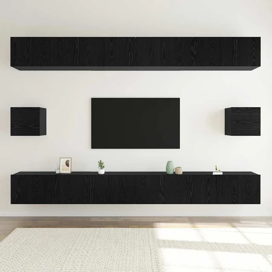 Ensemble meuble TV 8 pcs Chêne noir Bois d'ingénierie - 4