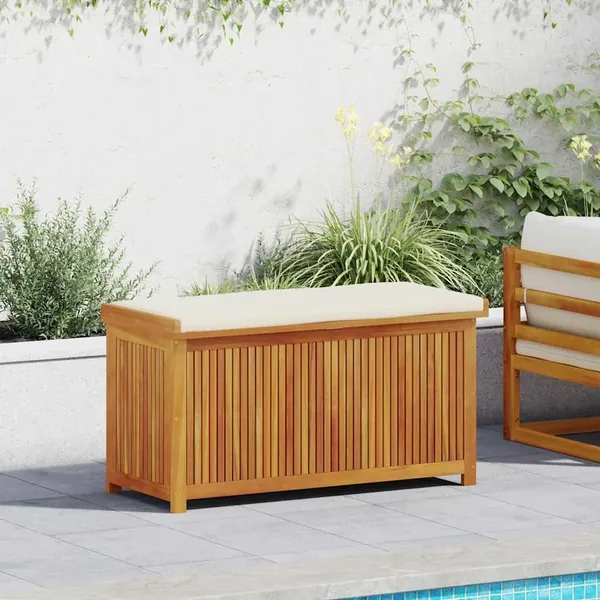 Boîte à coussins d'extérieur 113x50x60,5cm bois massif d'acacia