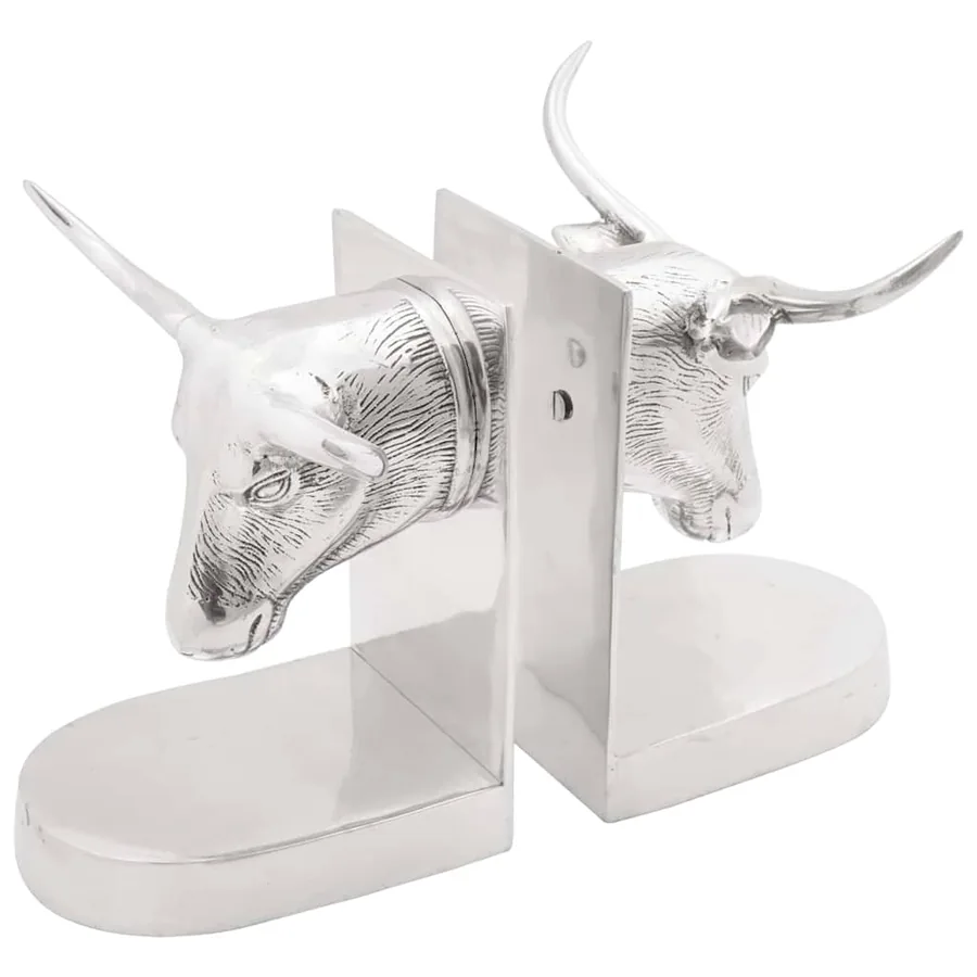 Serre-livres 2 pcs Argenté 21,5 x 15,5 x 20 cm Aluminium