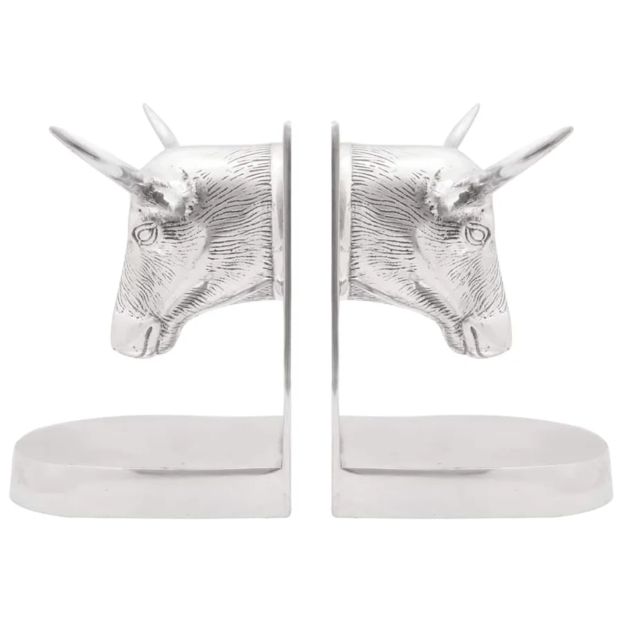 Serre-livres 2 pcs Argenté 21,5 x 15,5 x 20 cm Aluminium - 4