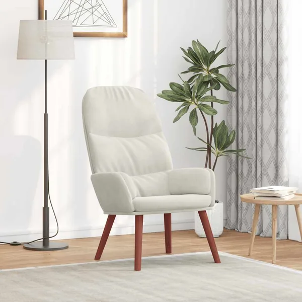 Fauteuil relaxant velours blanc crème