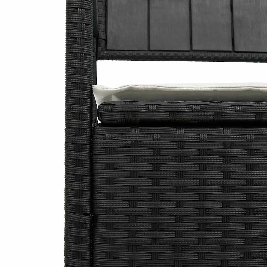 Banc de rangement de jardin avec coussin noir résine tressée - 8