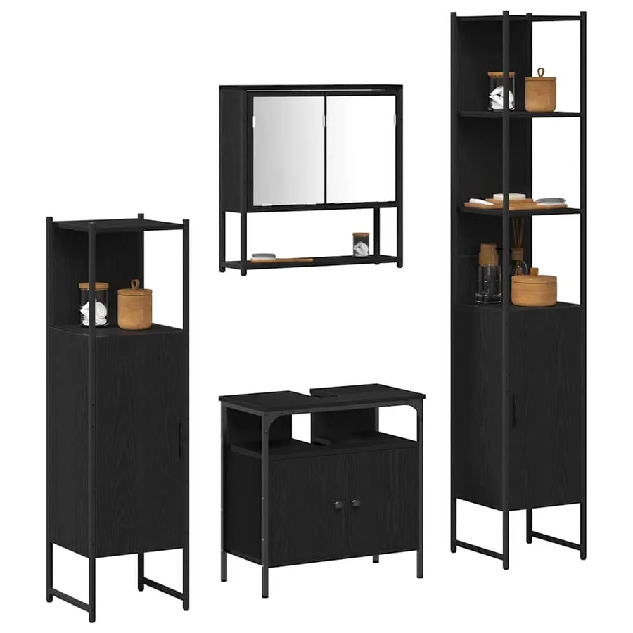 Ensemble de mobilier de salle de bain 4 pcs Chêne noir - 3