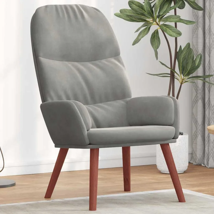 Fauteuil relax velours gris clair - 3