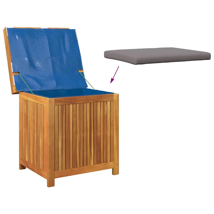 Boîte à coussins d'extérieur 60x50x61 cm bois massif d'acacia - 8