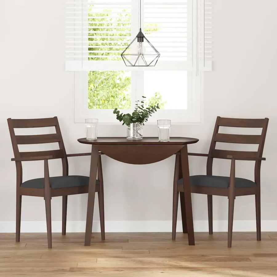 Chaises de salle à manger avec coussins (2 pcs) bois massif marron caoutchouc - 3