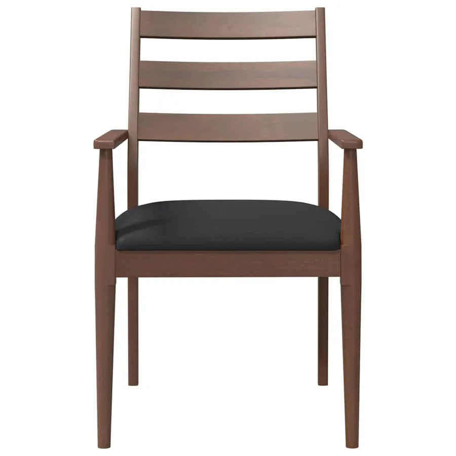 Chaises de salle à manger avec coussins (2 pcs) bois massif marron caoutchouc - 5