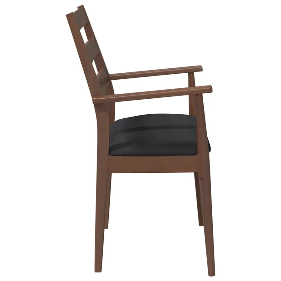 Chaises de salle à manger avec coussins (2 pcs) bois massif marron caoutchouc - 6
