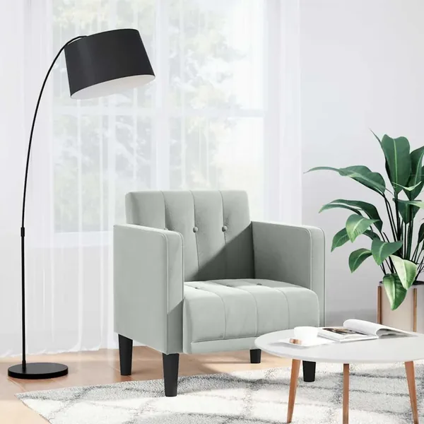 Fauteuil avec accoudoirs gris clair 53 cm velours