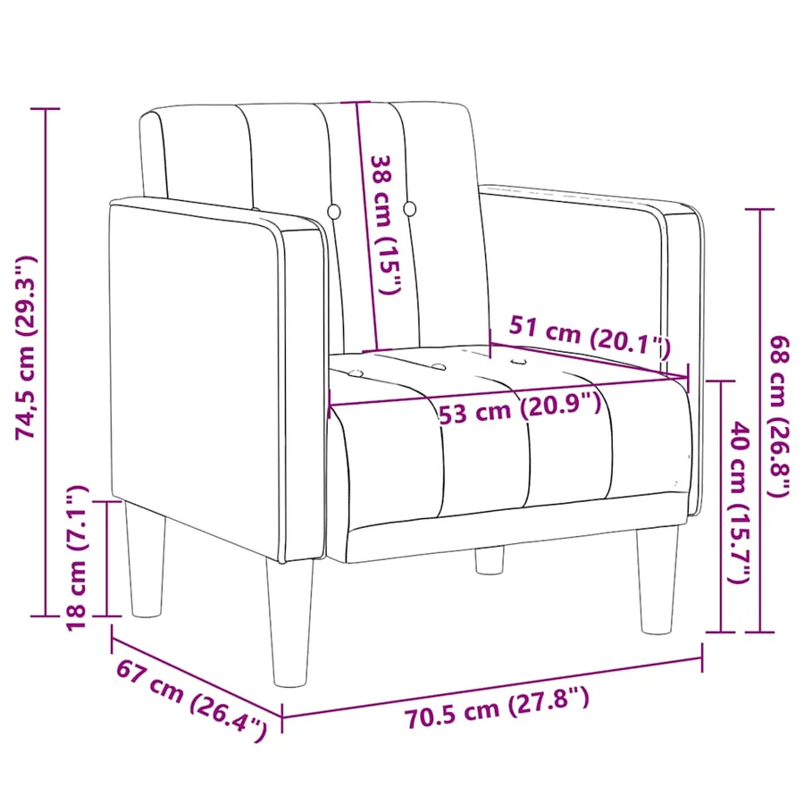 Fauteuil avec accoudoirs gris clair 53 cm velours - 8