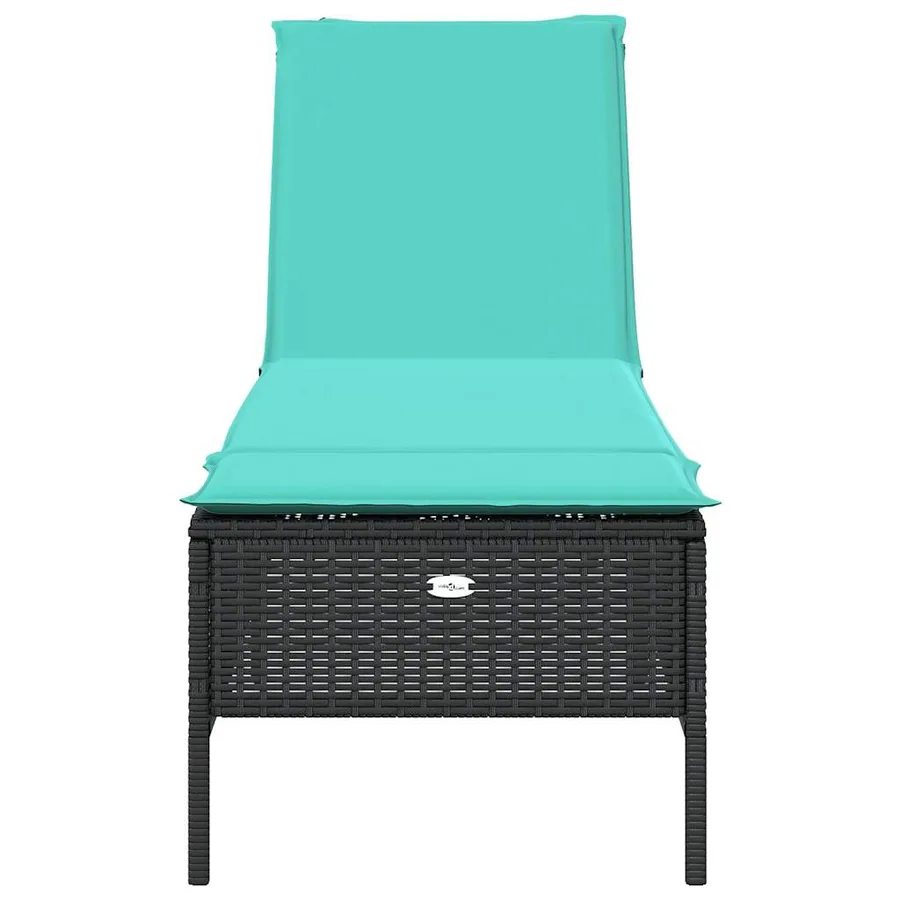Chaise longue avec coussin en rotin synthétique noir - 17
