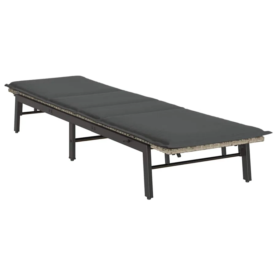 Chaise longue avec coussin en rotin synthétique noir - 28
