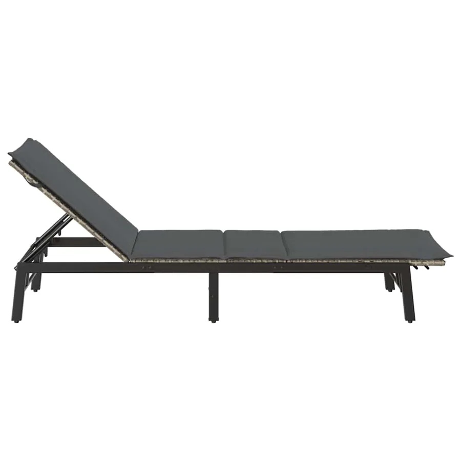 Chaise longue avec coussin en rotin synthétique noir - 31