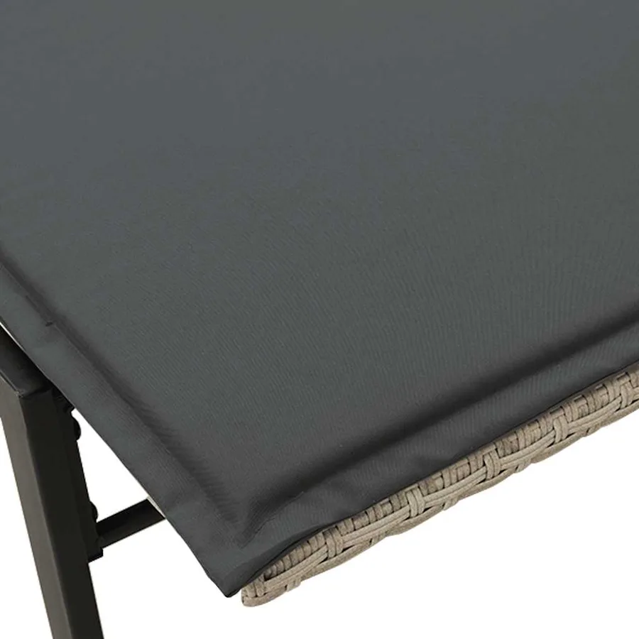 Chaise longue avec coussin en rotin synthétique noir - 34