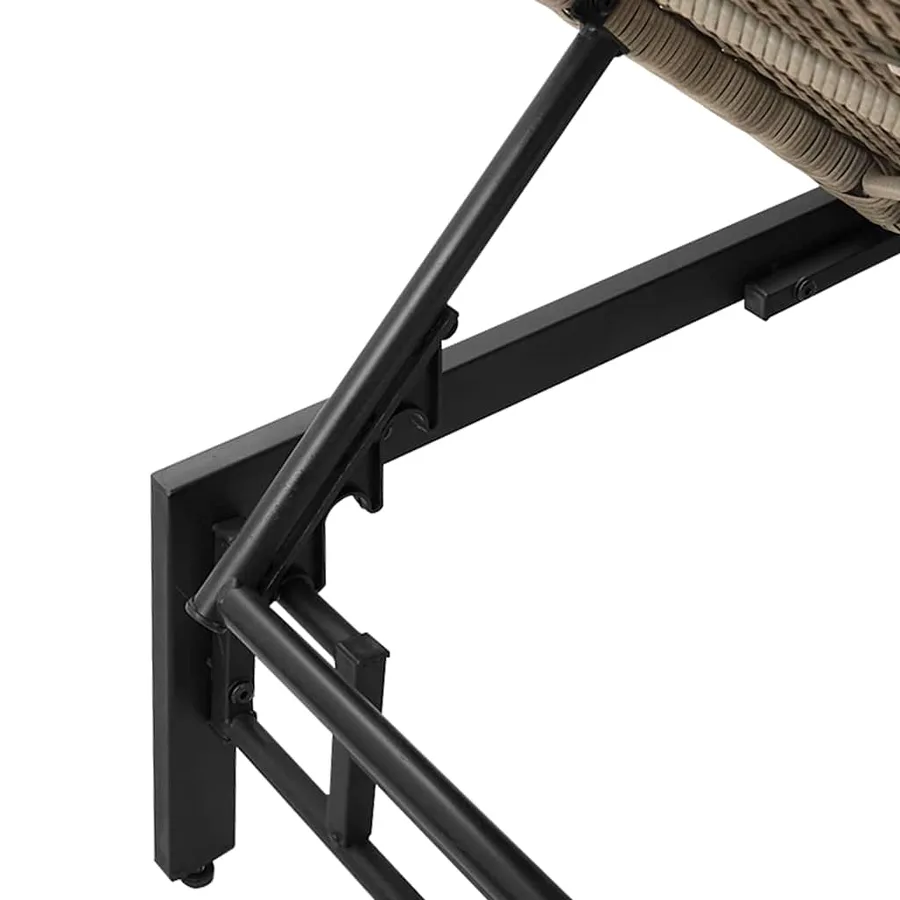 Chaise longue avec coussin en rotin synthétique noir - 35