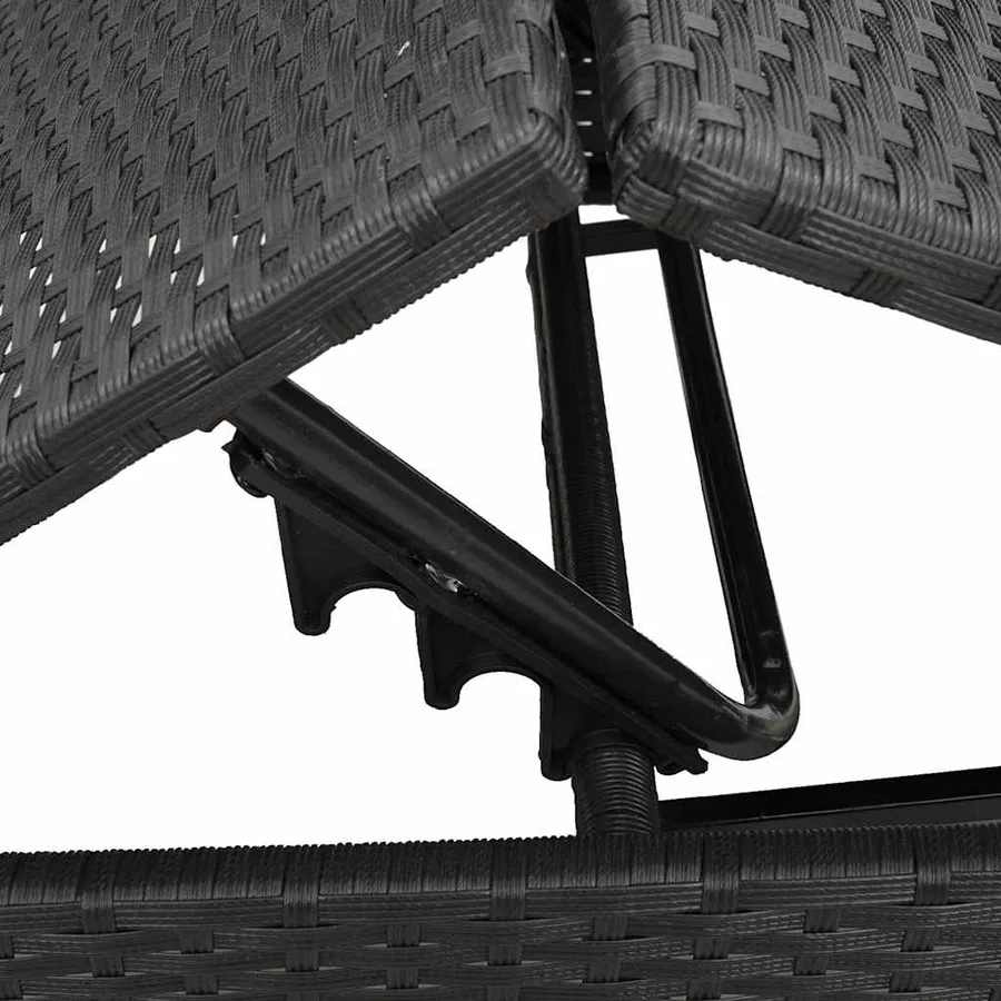 Chaise longue avec coussin en rotin synthétique noir - 45