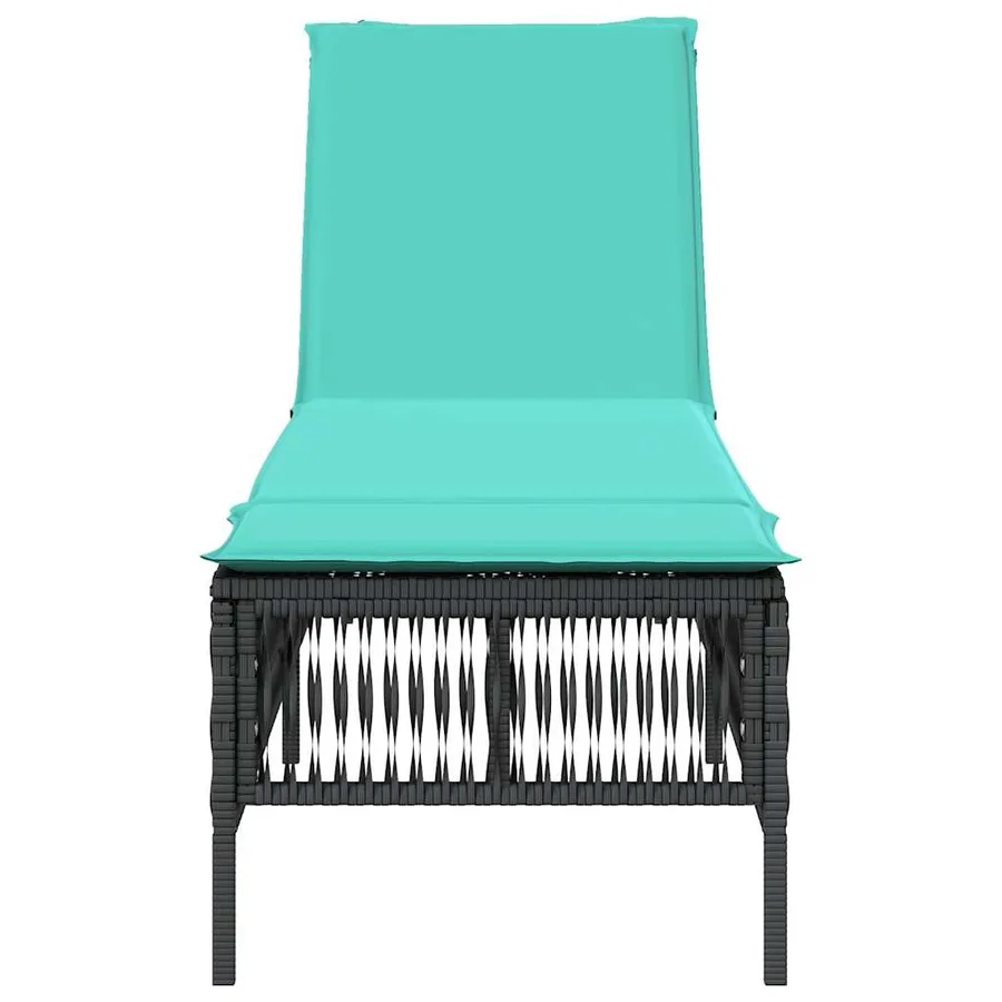 Chaise longue avec coussin en rotin synthétique noir - 52