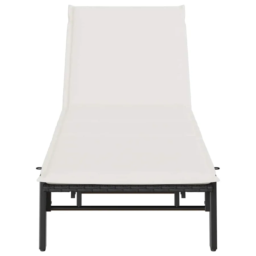 Chaise longue avec coussin en rotin synthétique noir - 6
