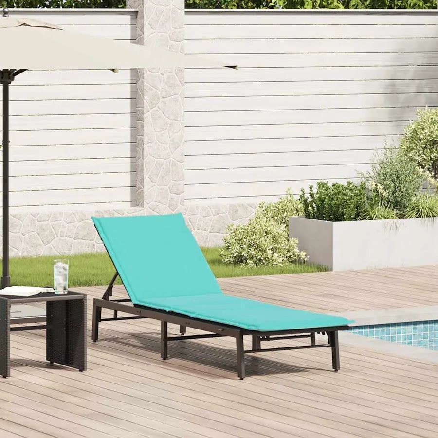 Chaise longue avec coussin en rotin synthétique noir - 60