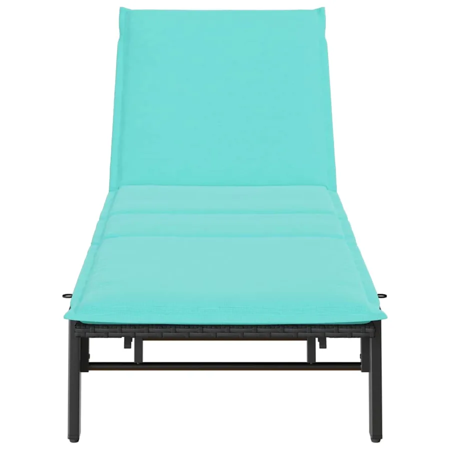 Chaise longue avec coussin en rotin synthétique noir - 65