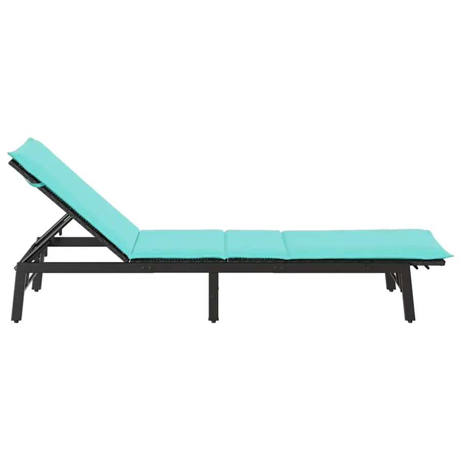 Chaise longue avec coussin en rotin synthétique noir - 66