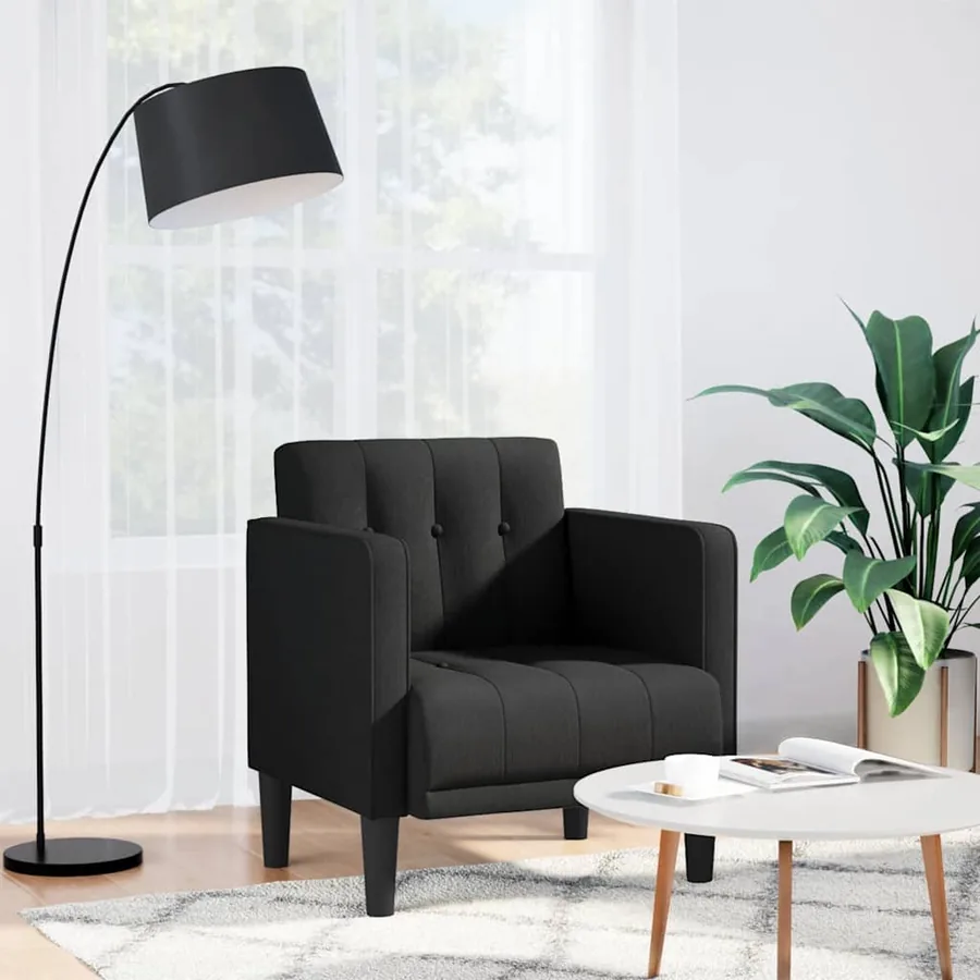 Fauteuil canapé avec accoudoirs tissu noir 53 cm