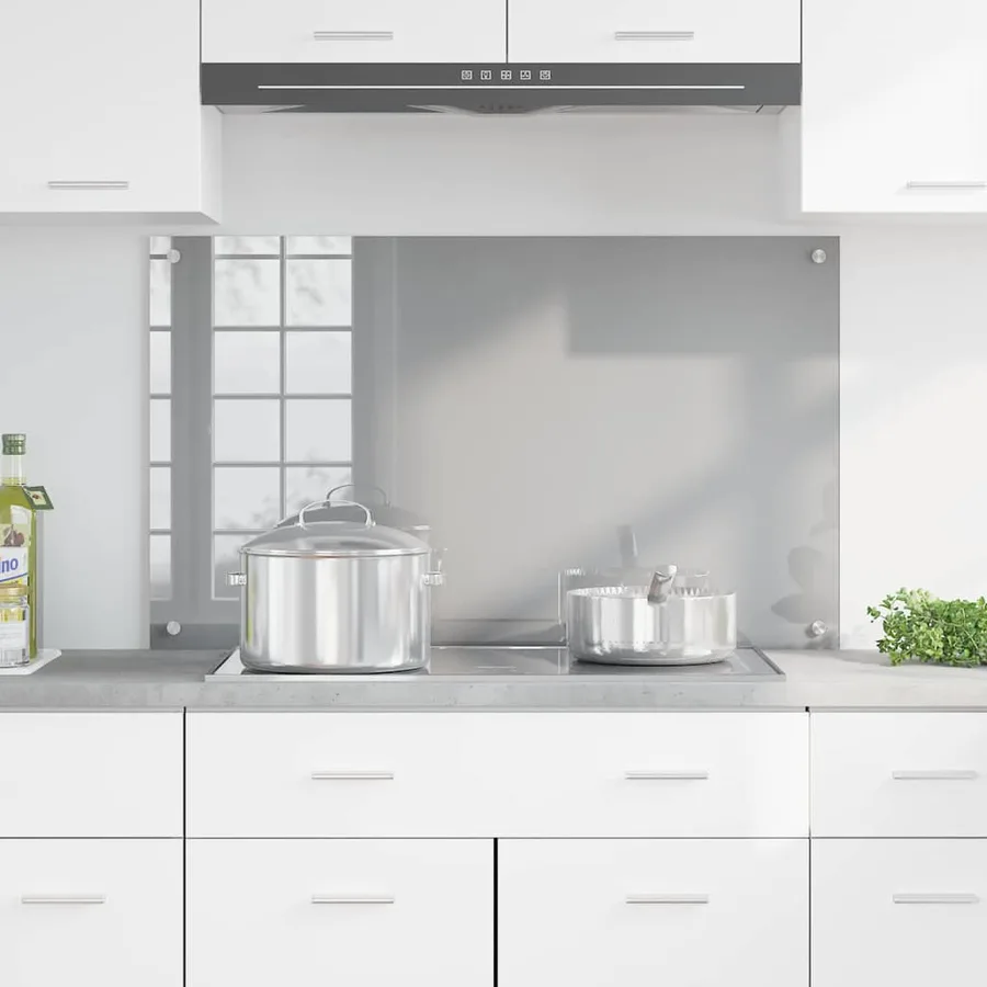 Crédence de cuisine Gris clair 100 x 60 cm verre trempé - 3