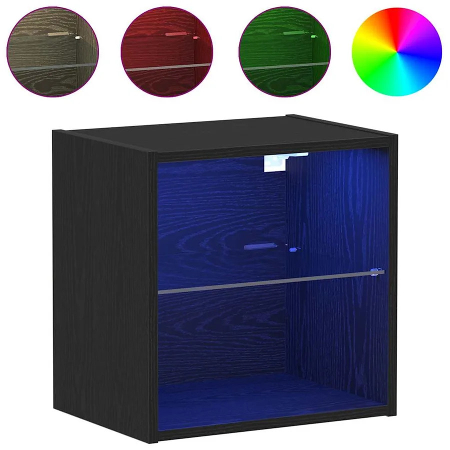 Étagère flottante avec lumière LED 2 pcs Noir 40 x 28,5 x 40 cm - 4
