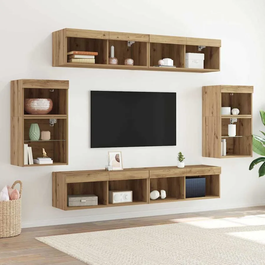 Ensemble meuble TV 8 pcs chêne artisanal Bois d'ingénierie