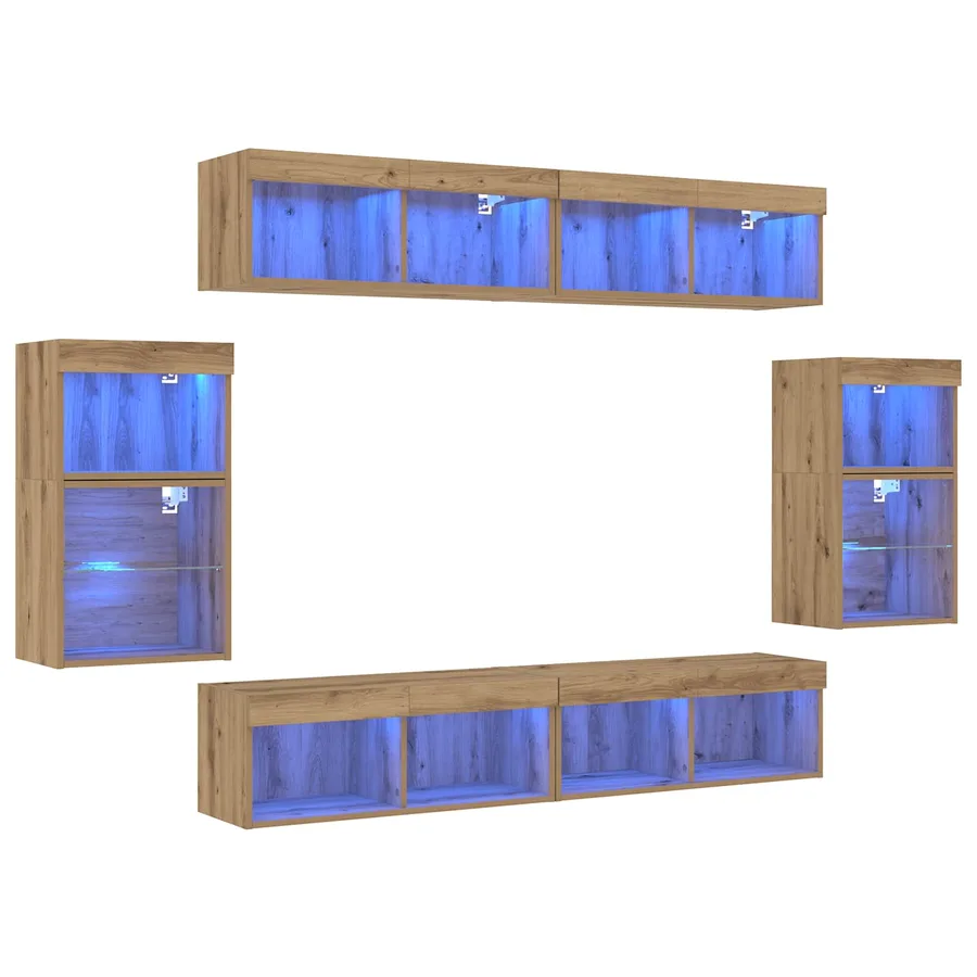 Ensemble meuble TV 8 pcs chêne artisanal Bois d'ingénierie - 2