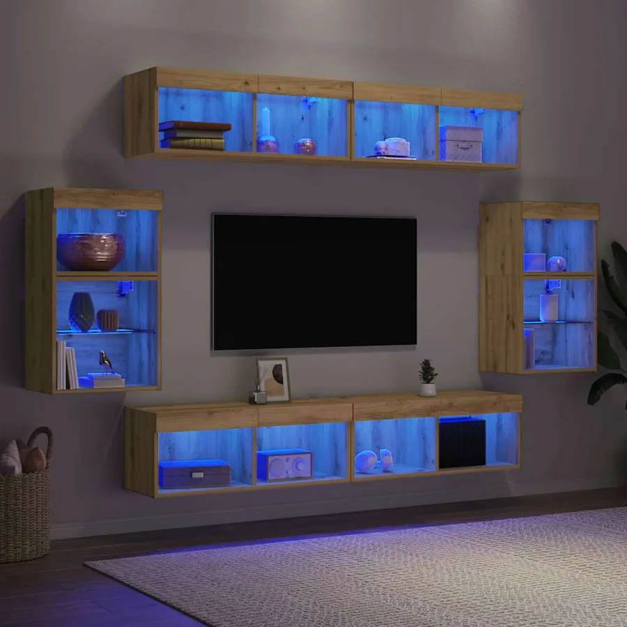 Ensemble meuble TV 8 pcs chêne artisanal Bois d'ingénierie - 5