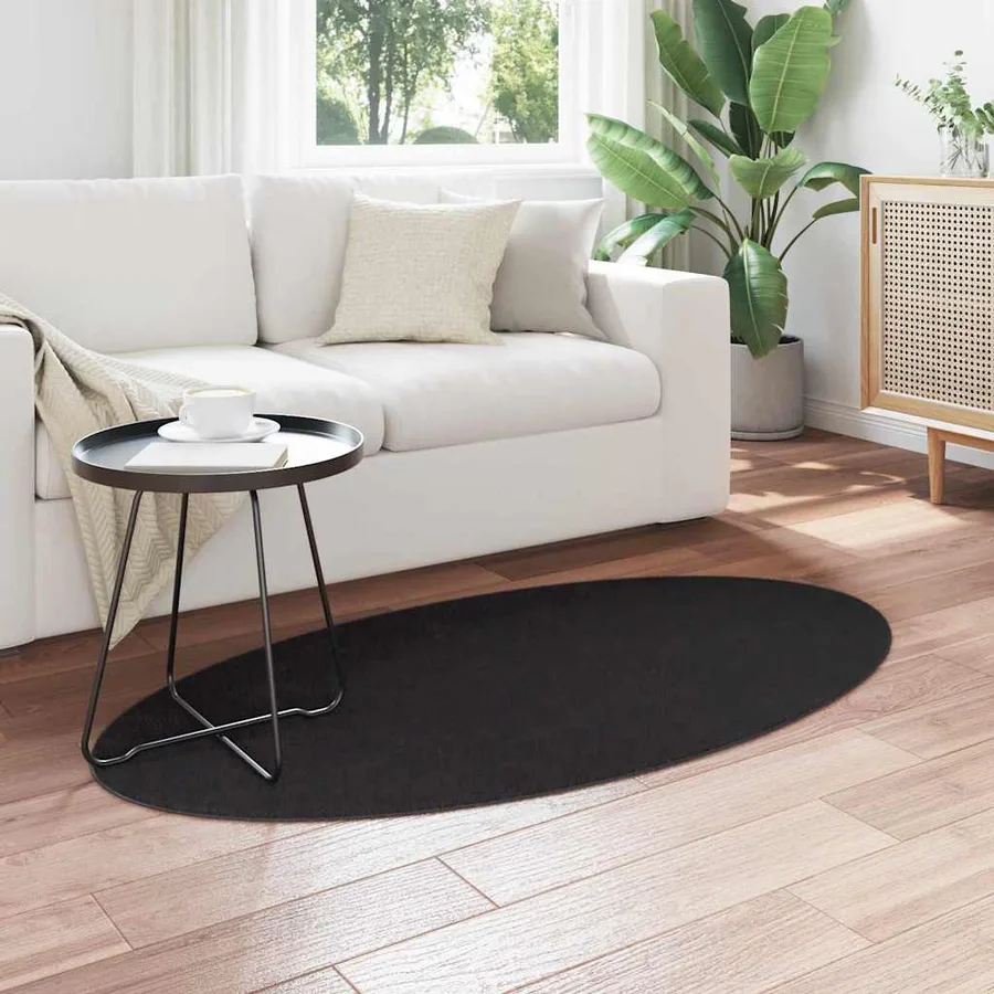 Tapis de surface ovale HUARTE Noir 80 x 150 cm 100% Polyester - 3