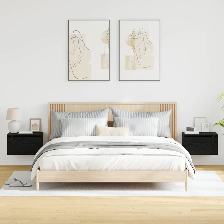 Cabinet de chevet mural 2 pcs Chêne noir 50 x 36 x 30 cm - 5